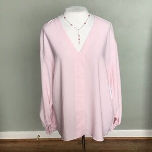 NWT Nordstrom Women's Pink Popover V-Neck Blouse